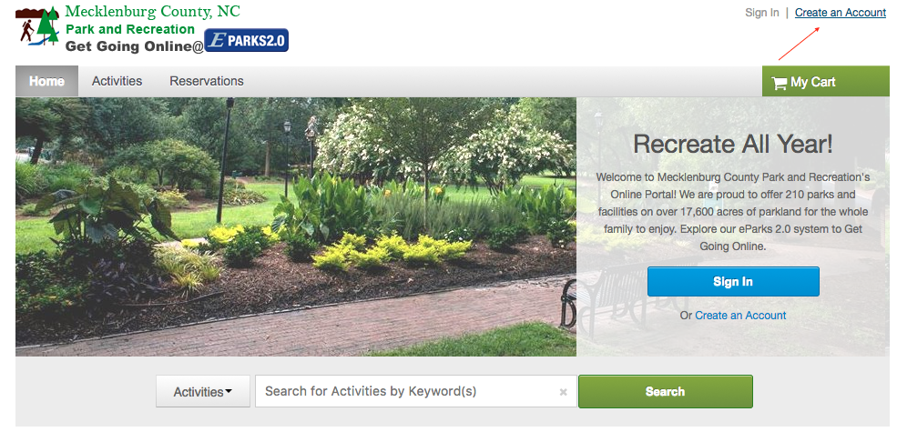 Step 2 to sign up for activities using Eparks 2.0.