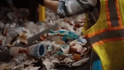 People hand sorting recycling