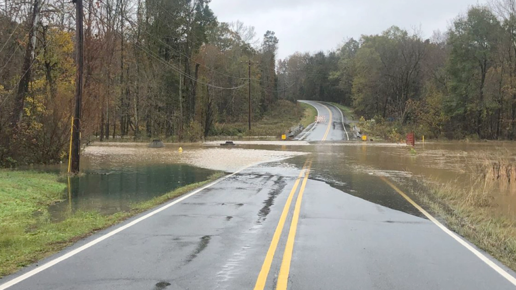 flooded road in mecklenburg county