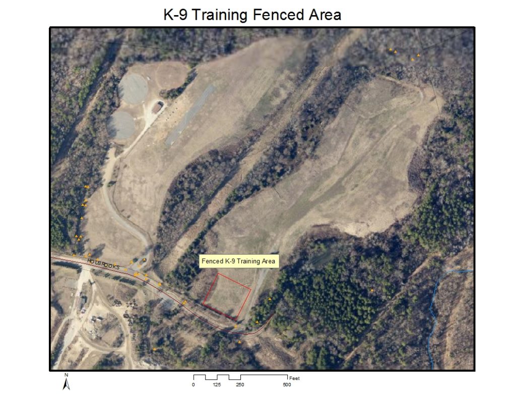 Aerial view of Holbrooks Road Landfill with K-9 training facility.