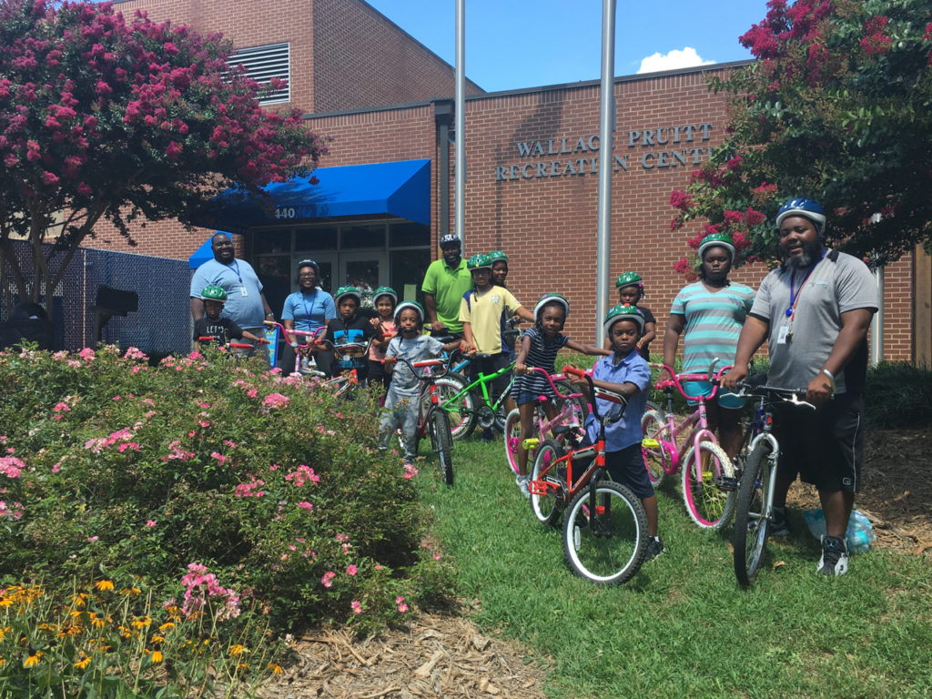 Youth participate in a Park and Rec bike camp