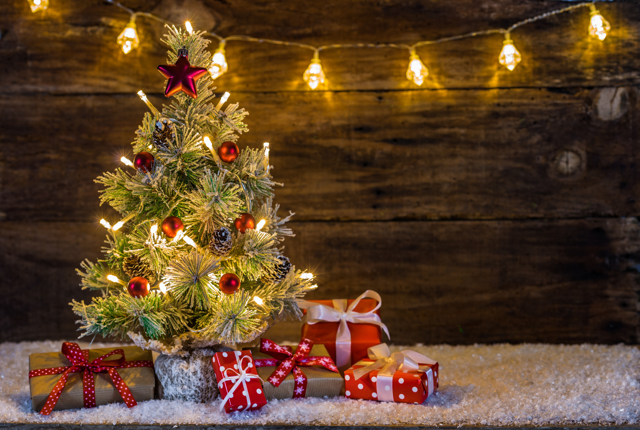 Christmas tree with presents.