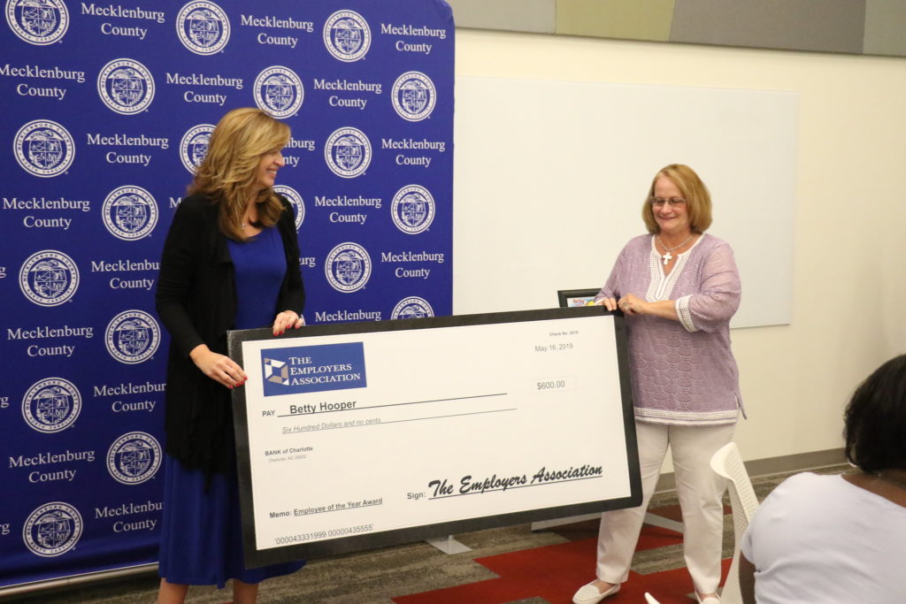 Employee of the Year Betty Hooper poses with Dawn Gates from the Employers Association.