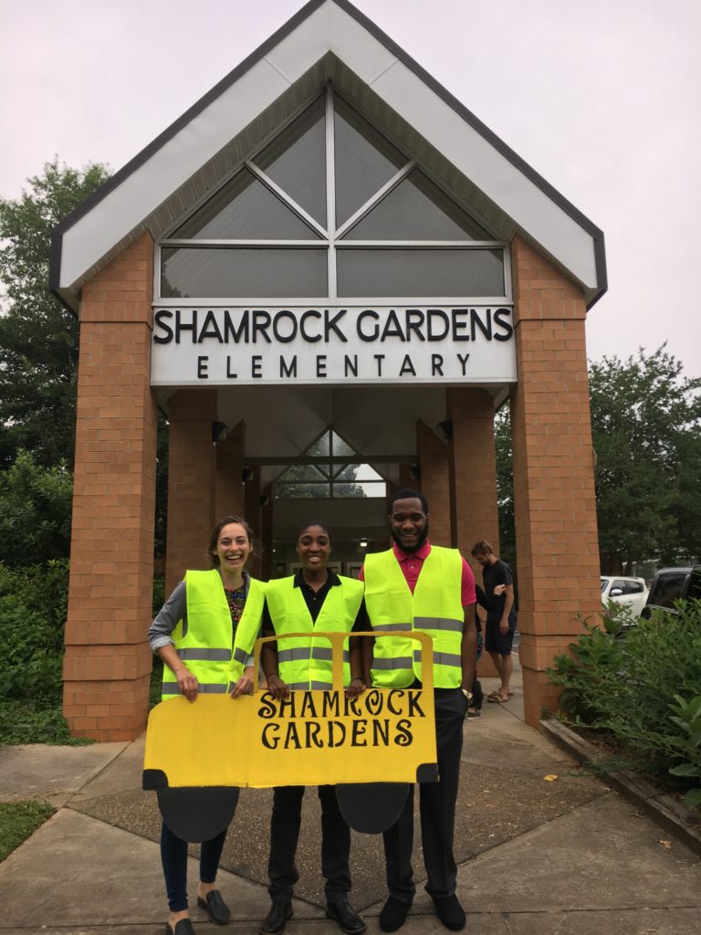 Safe Routes to School volunteers helping at elementary school