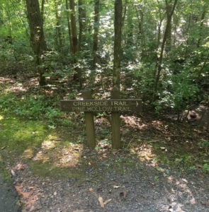 Trail sign on Mecklenburg County hiking trails.