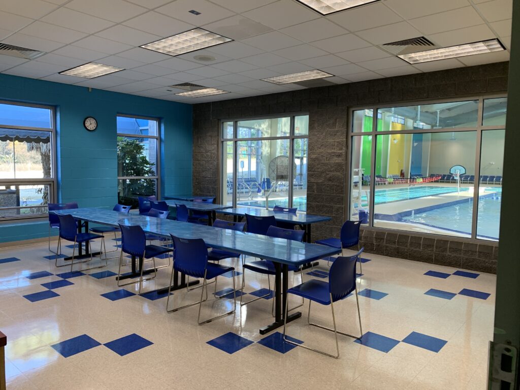 A photo of an empty Big Dipper party room at Ray's Splash Planet.