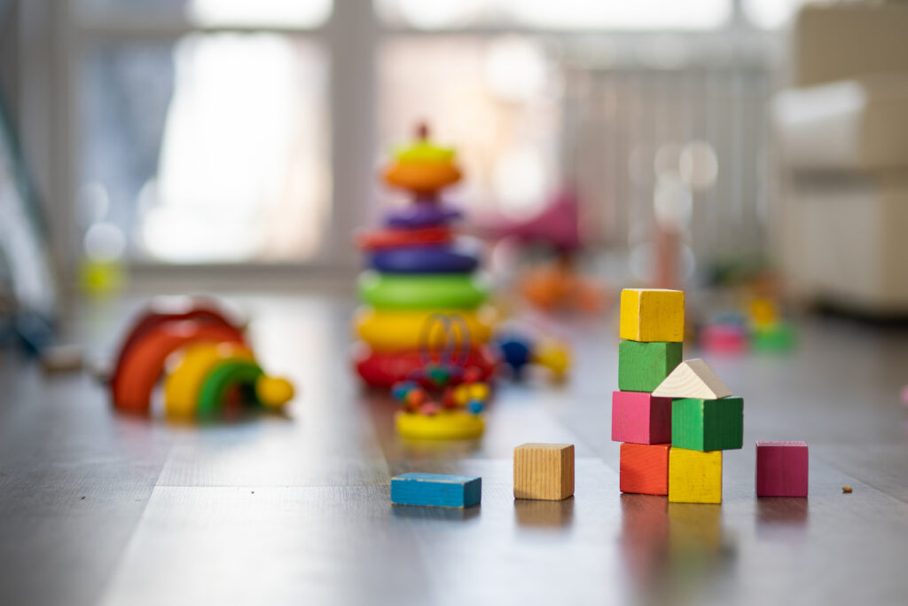 Colorful lego blocks on ground