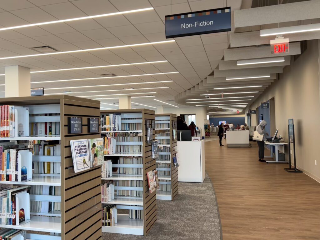 Inside view of the Non-Fiction section of a library